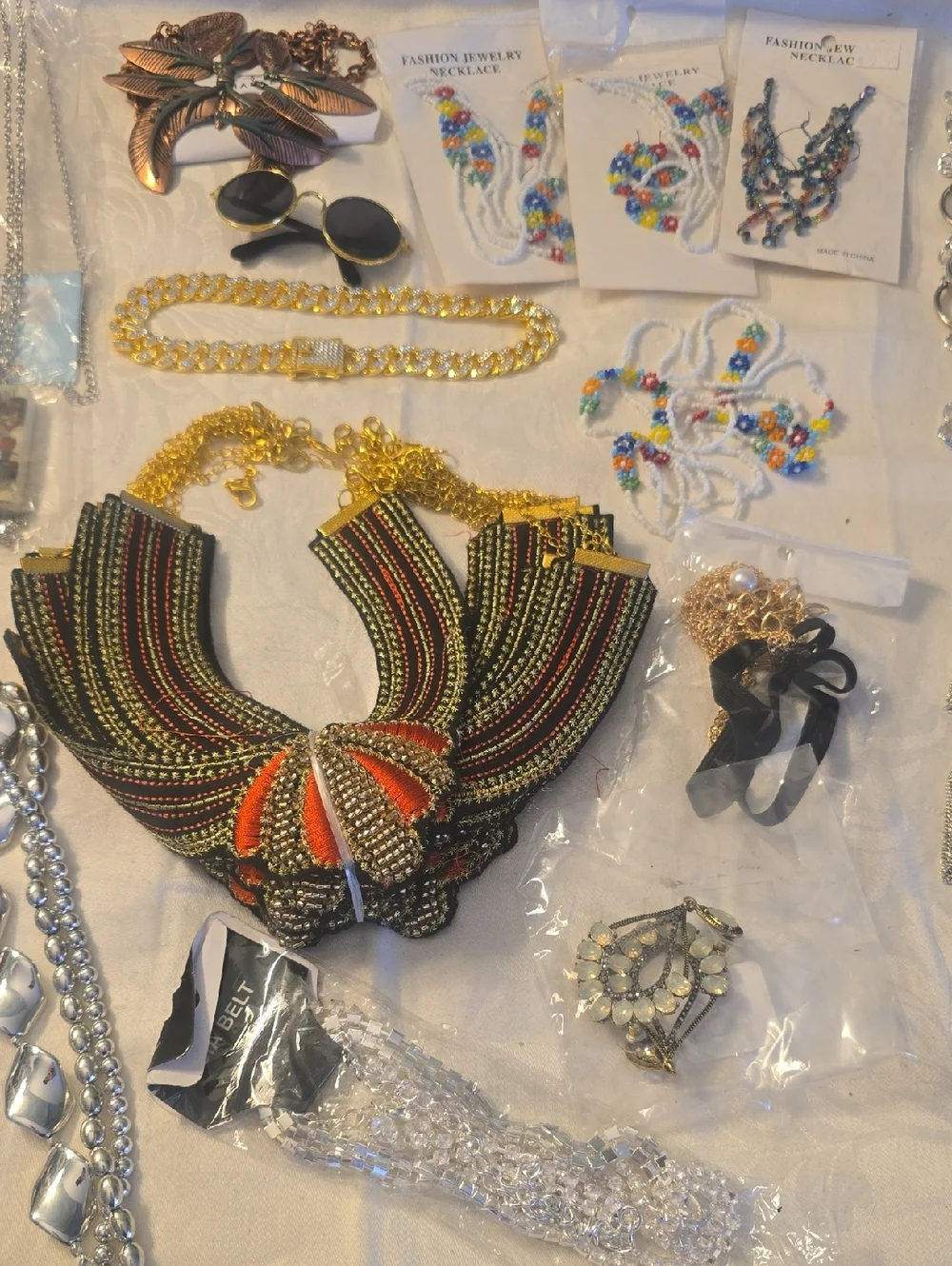 Over 20 Necklace Bundle, Mixed Colors & Designs, Beaded, Chains, Charms New - Picture 3 of 14